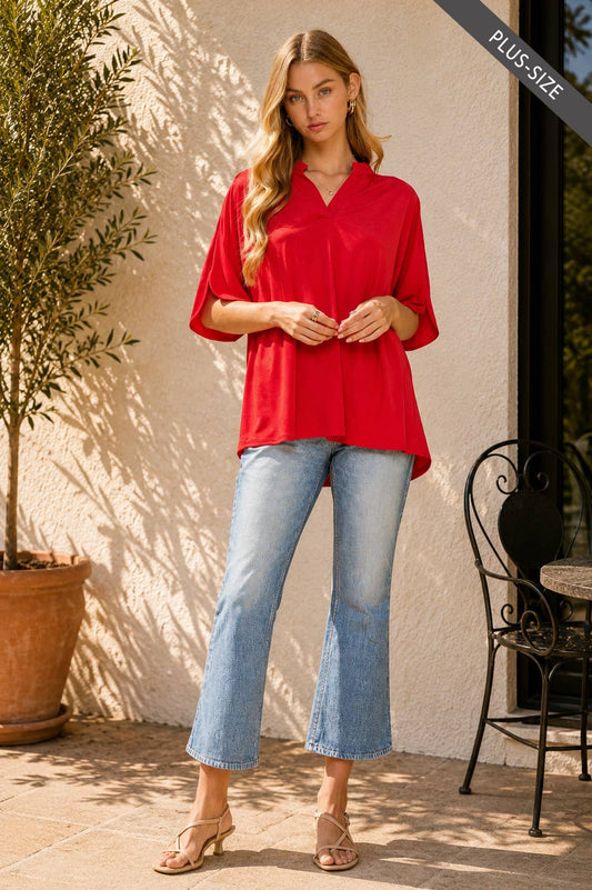 Red Wrinkle-Free Lizzy Breeze Blouse
