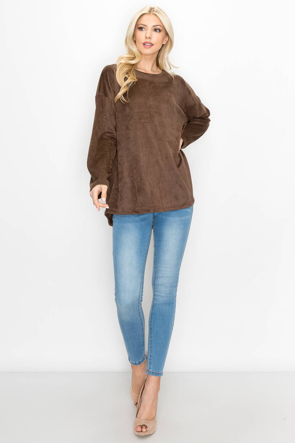 Burnt Umber Stretch Suede Top
