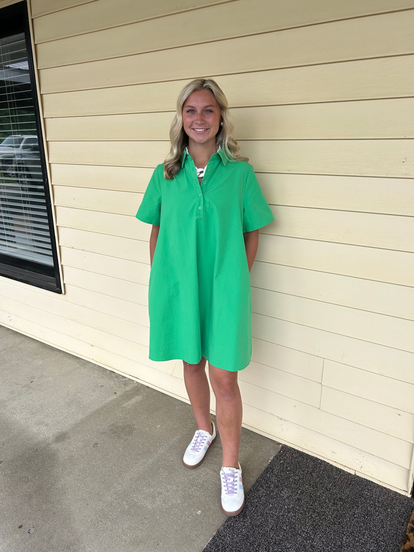 Savannah Green Poplin Dress