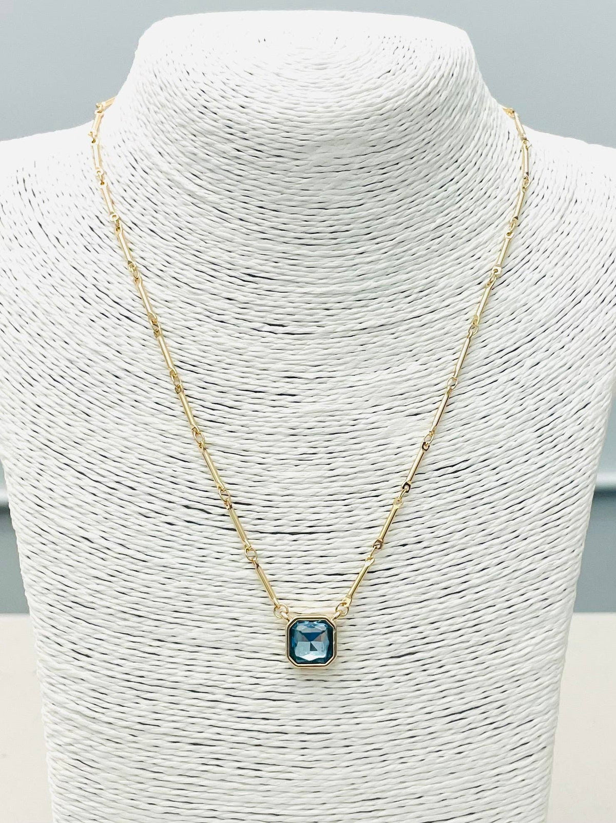 Gold/ Blue CZ Simple Elegance Necklace