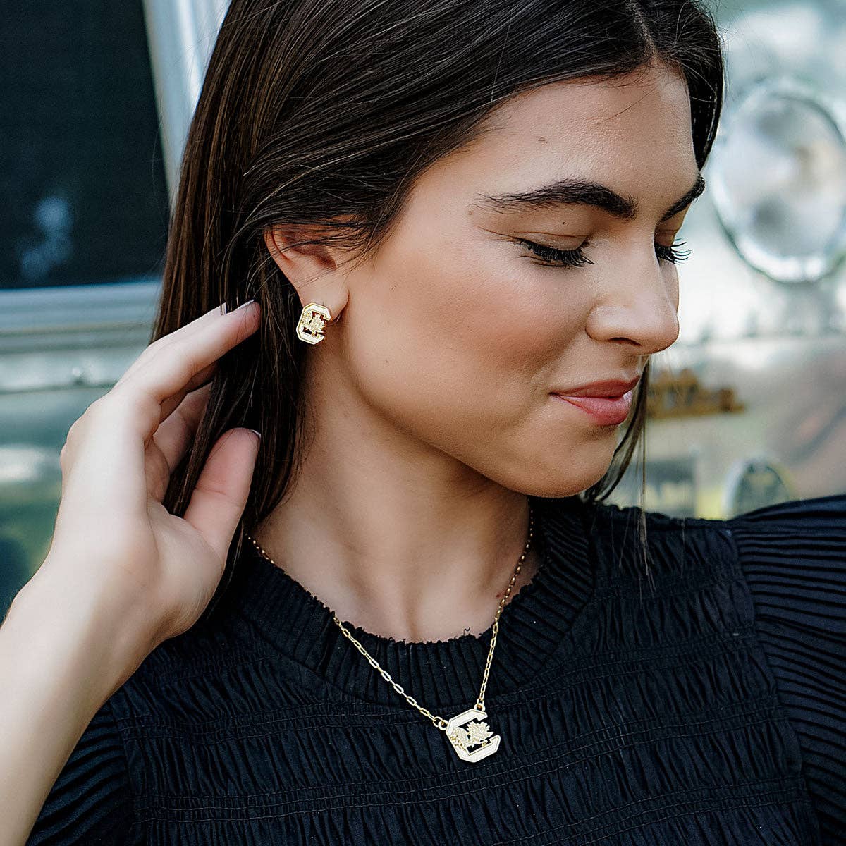 South Carolina Gamecocks 24K Gold Plated Stud Earrings