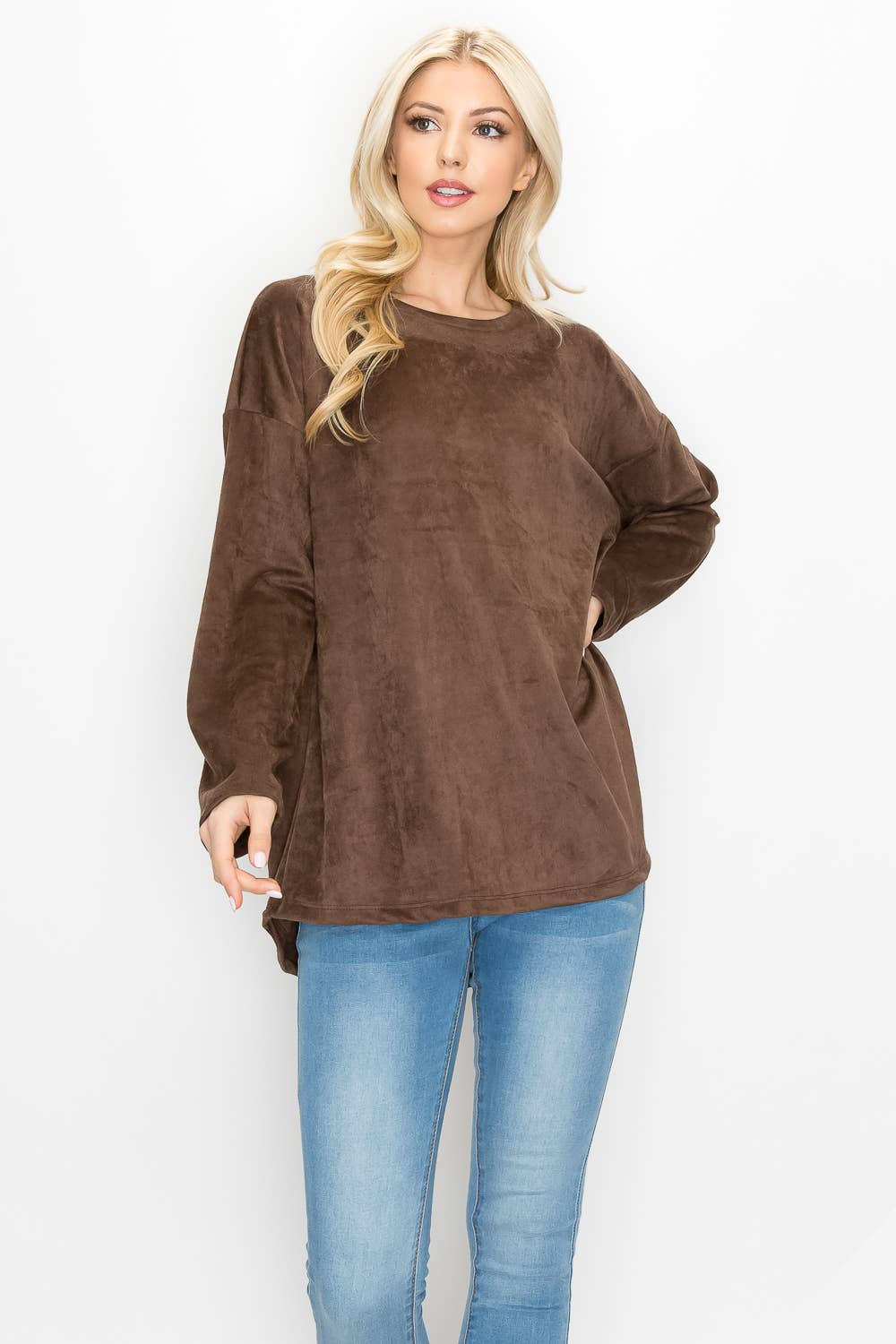 Burnt Umber Stretch Suede Top
