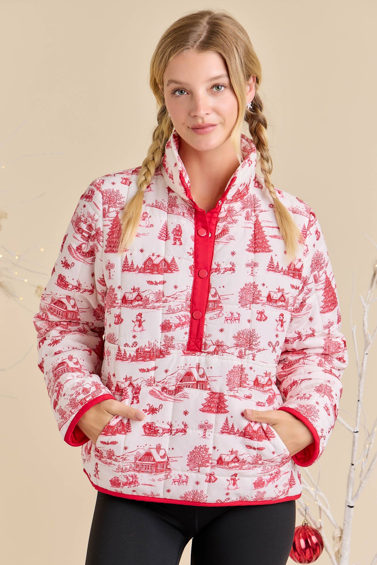Christmas Toile Quilted Jacket