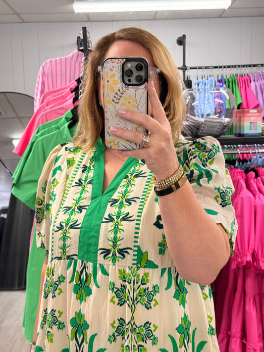 Tropical Damask Border Mini Dress