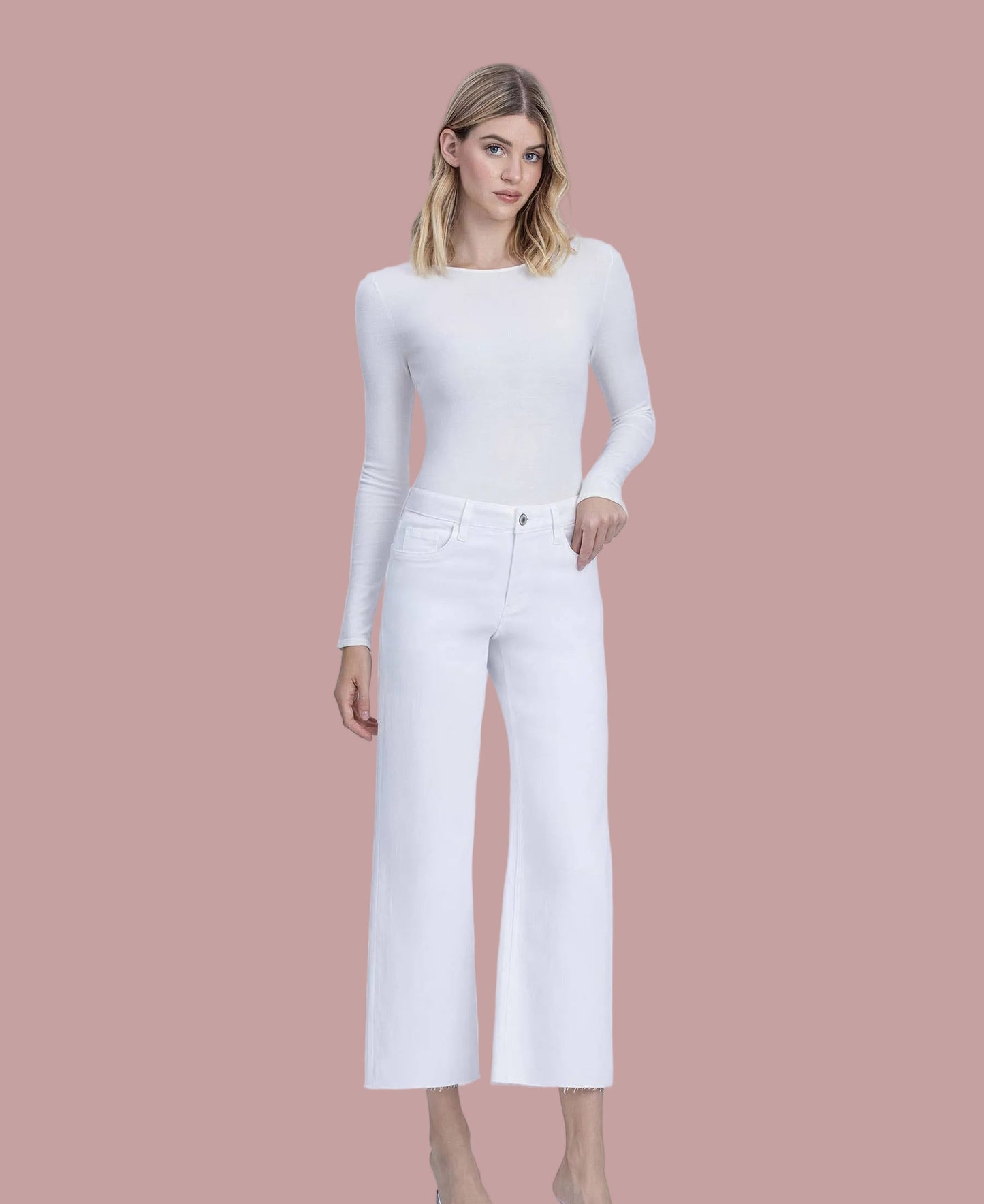 High Rise Optic White Crop Wide Leg Jeans