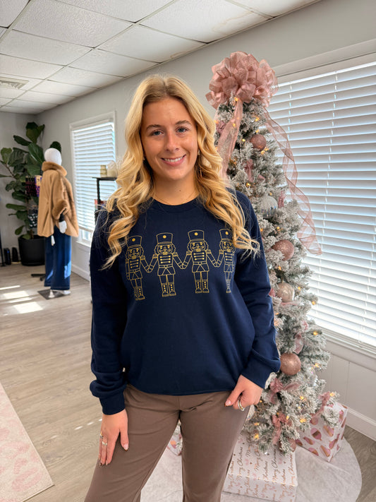 Nutcracker Navy Sweatshirt-Gold Imprint