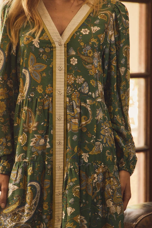 Green Paisley Printed Dress