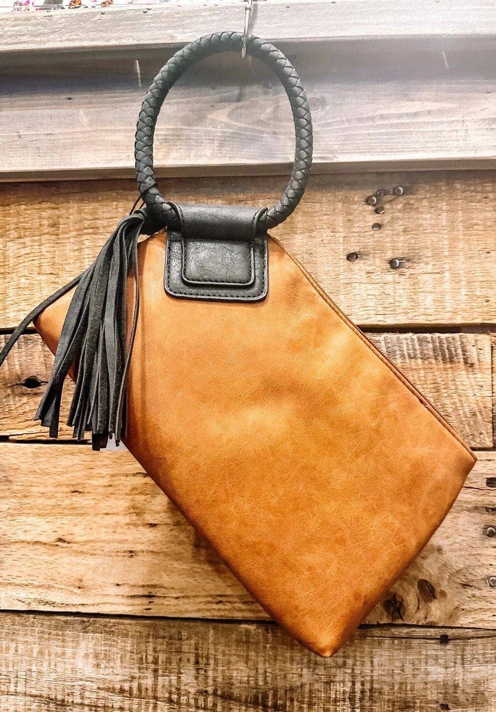 Tan Cuff Handle Clutch