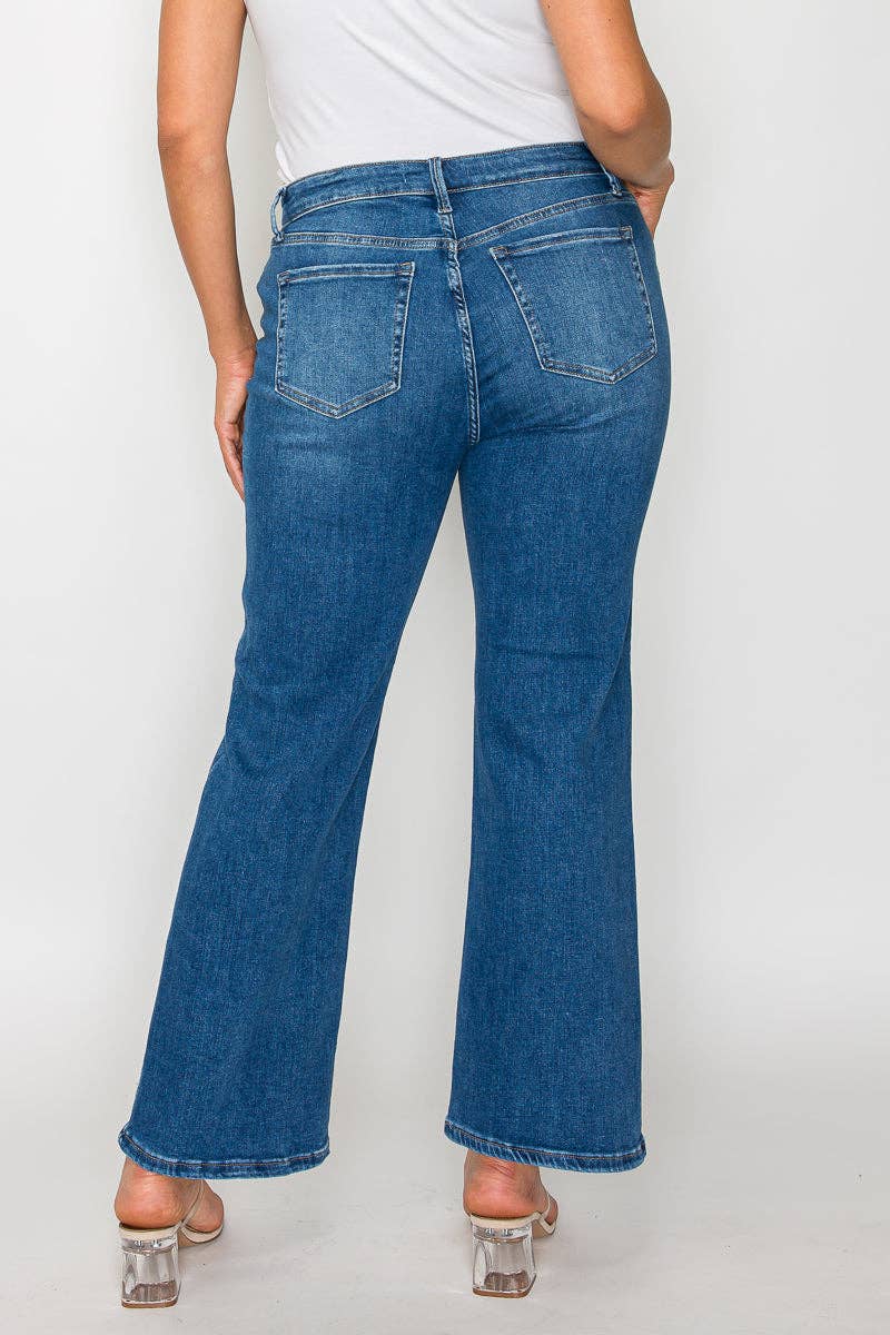 Medium Wash Mid Rise Ankle Straight Leg Jean