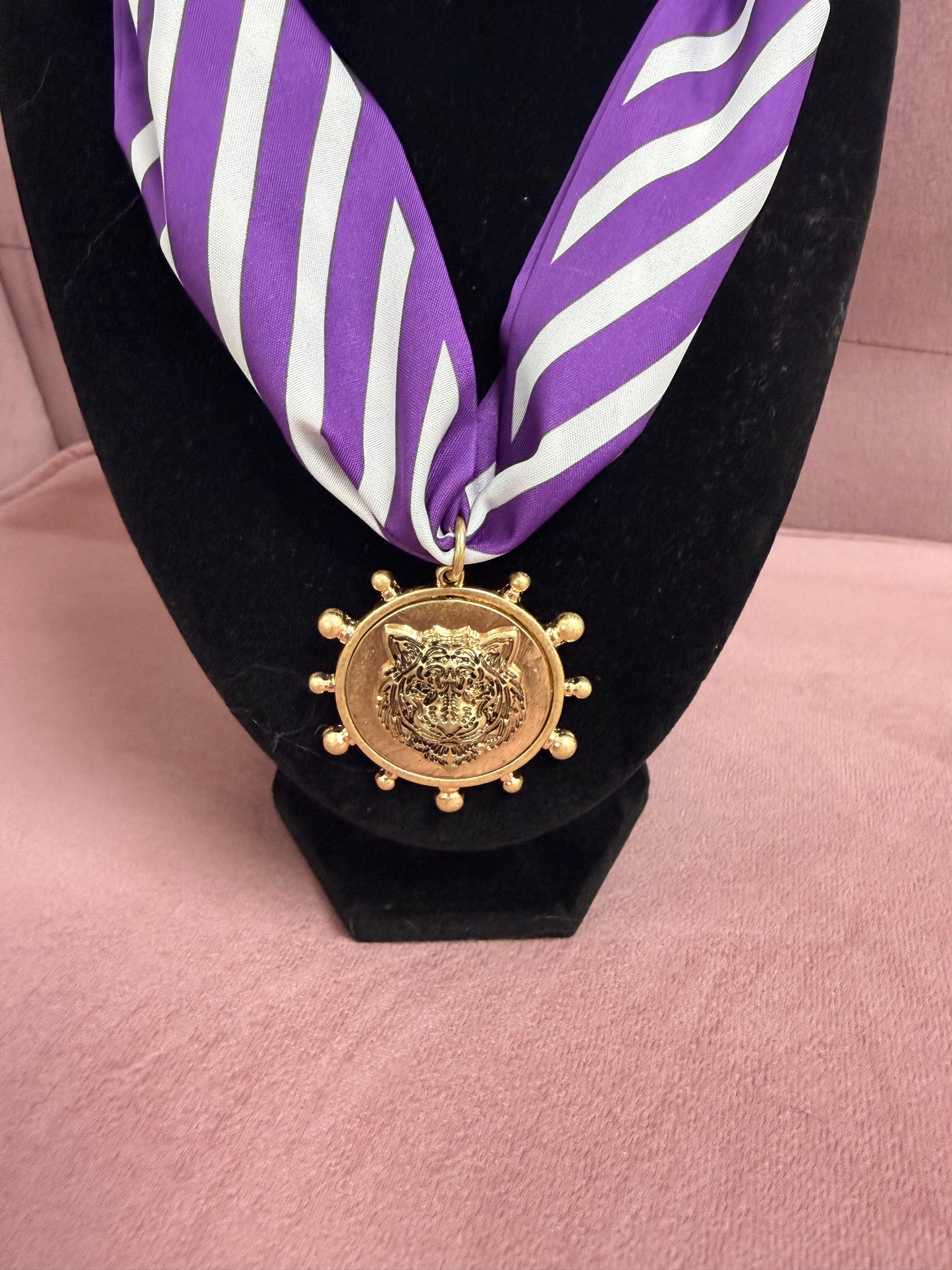 Purple/White Stripe Tiger Scarf Necklace