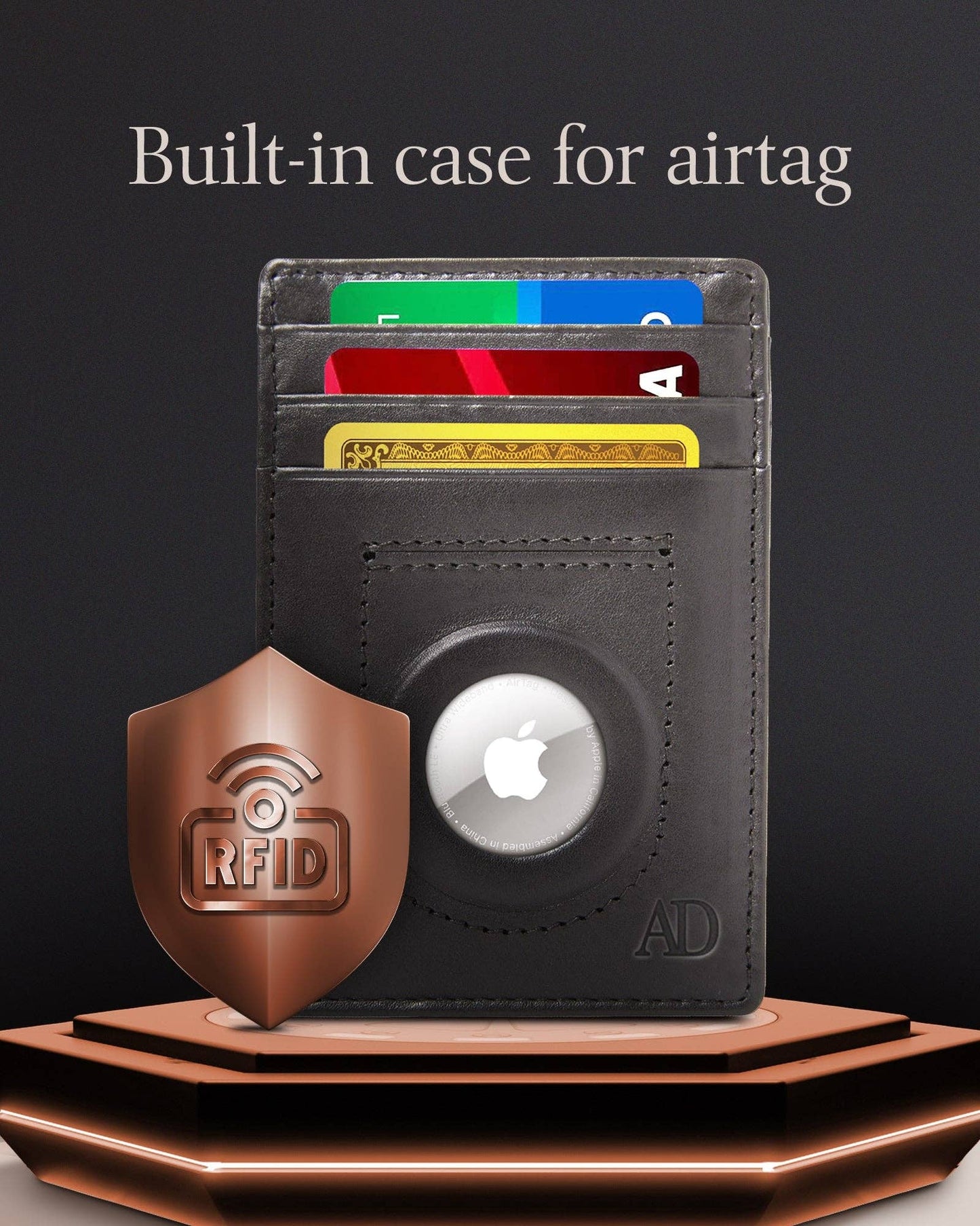 Leather Air Tag Holder Slim Wallets