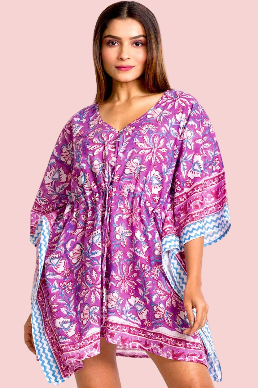 Purple Block Printed Swim Coverup