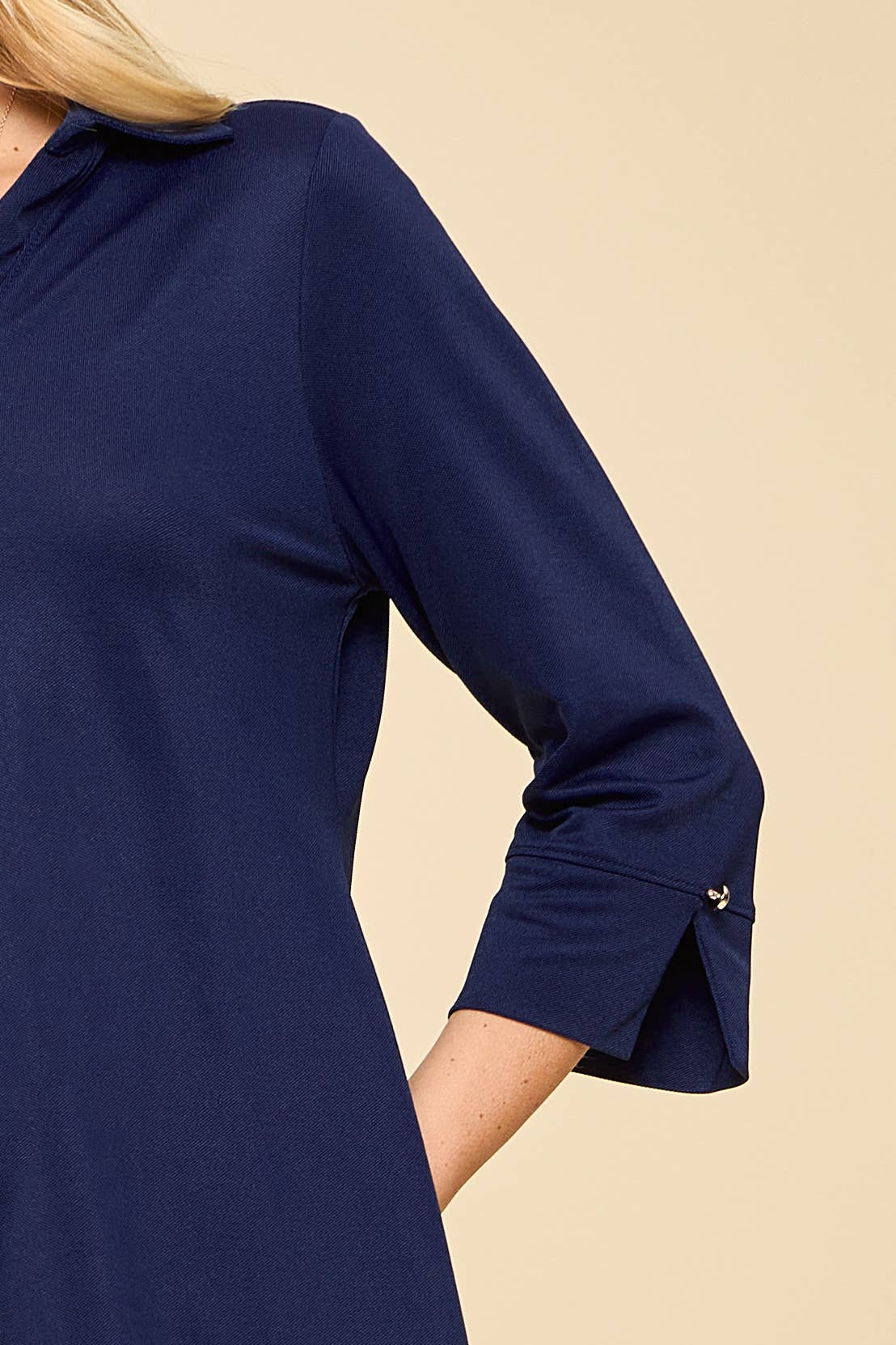 Coastal Navy Lightweight Sun-Cool 3/4 Sleeve Blouse