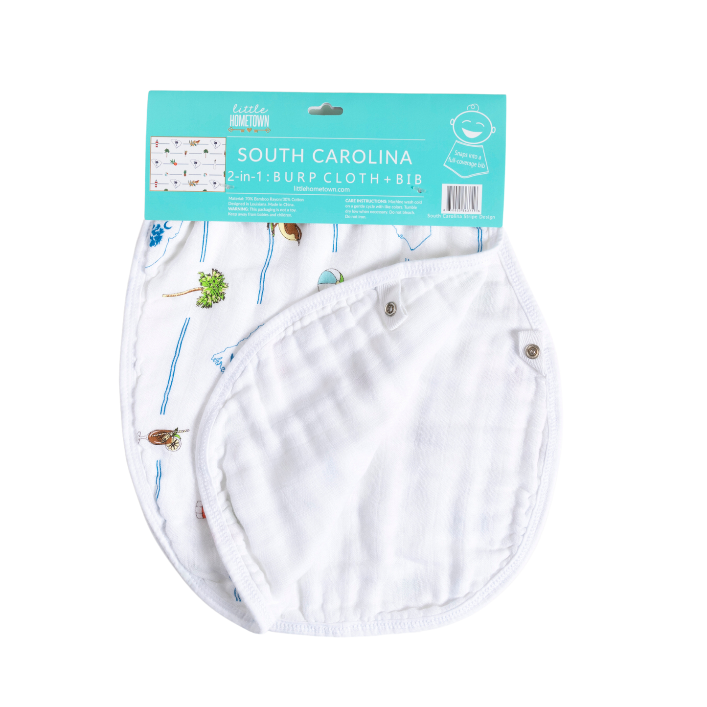 South Carolina 2-in-1 Burp Cloth and Bib Unisex