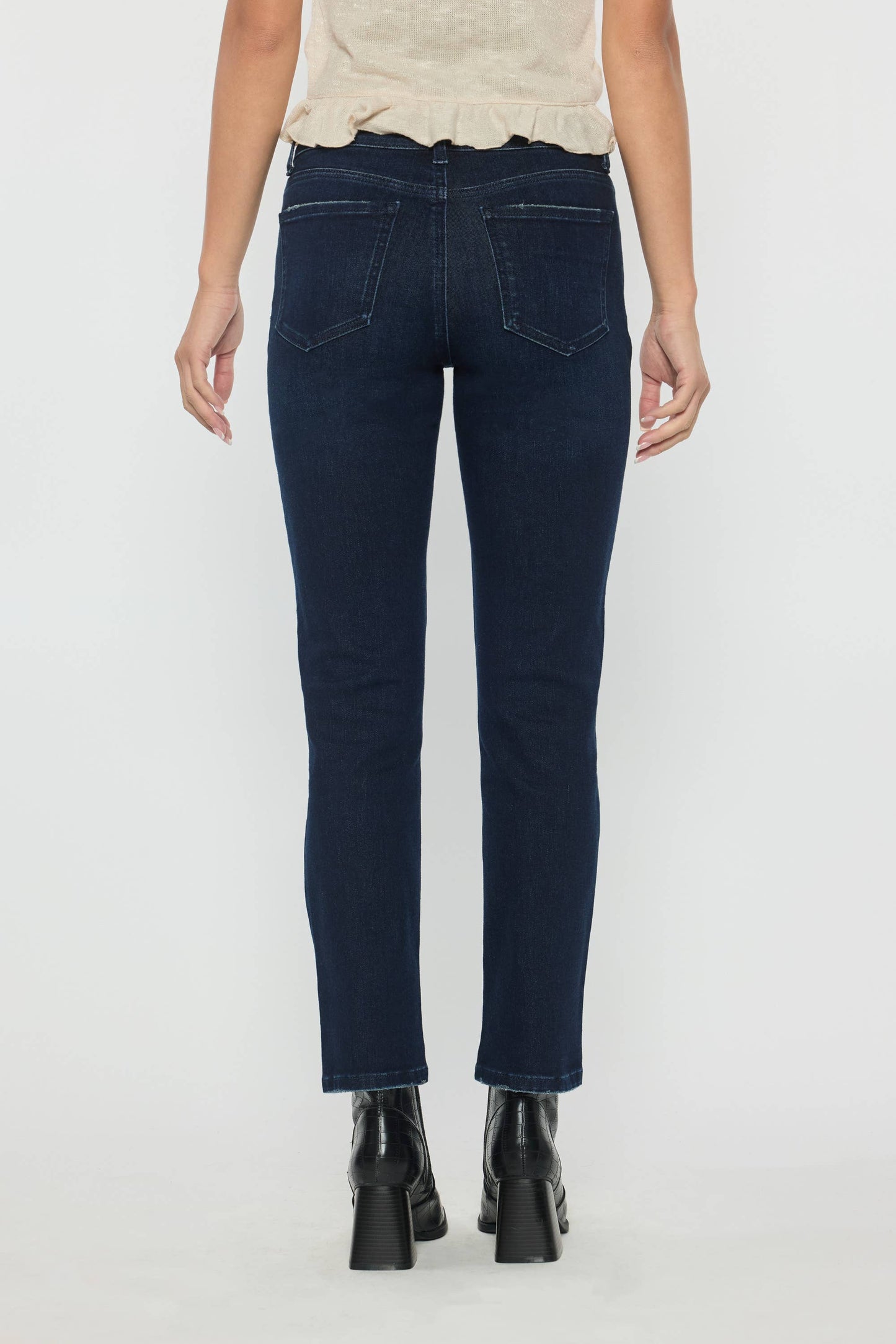 Super Dark Mid Rise Slim Straight Jeans