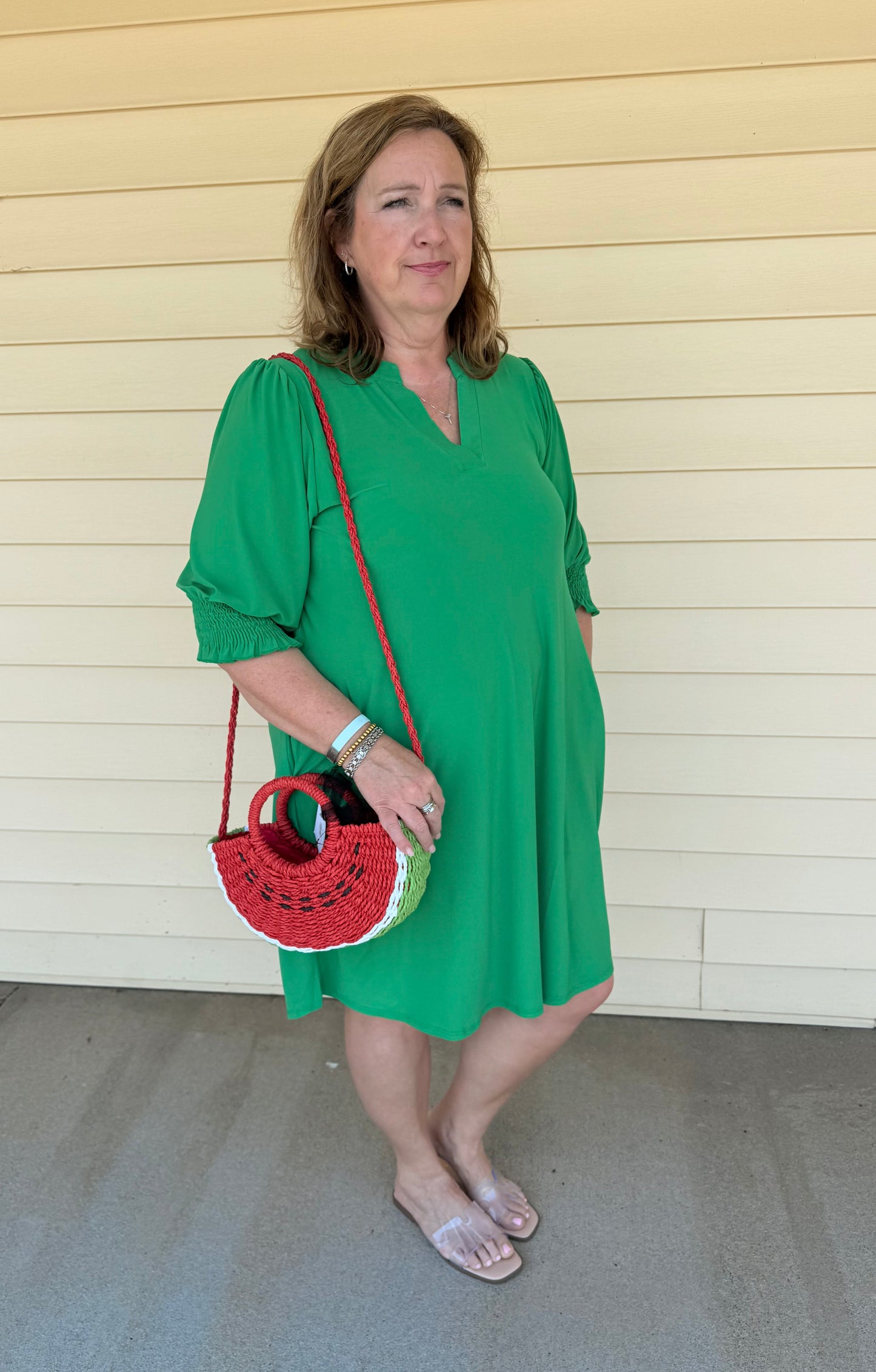 Kelly Green Lizzy Collar Shirt Dress