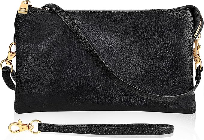 Black 3 Compartments Crossbody Bag