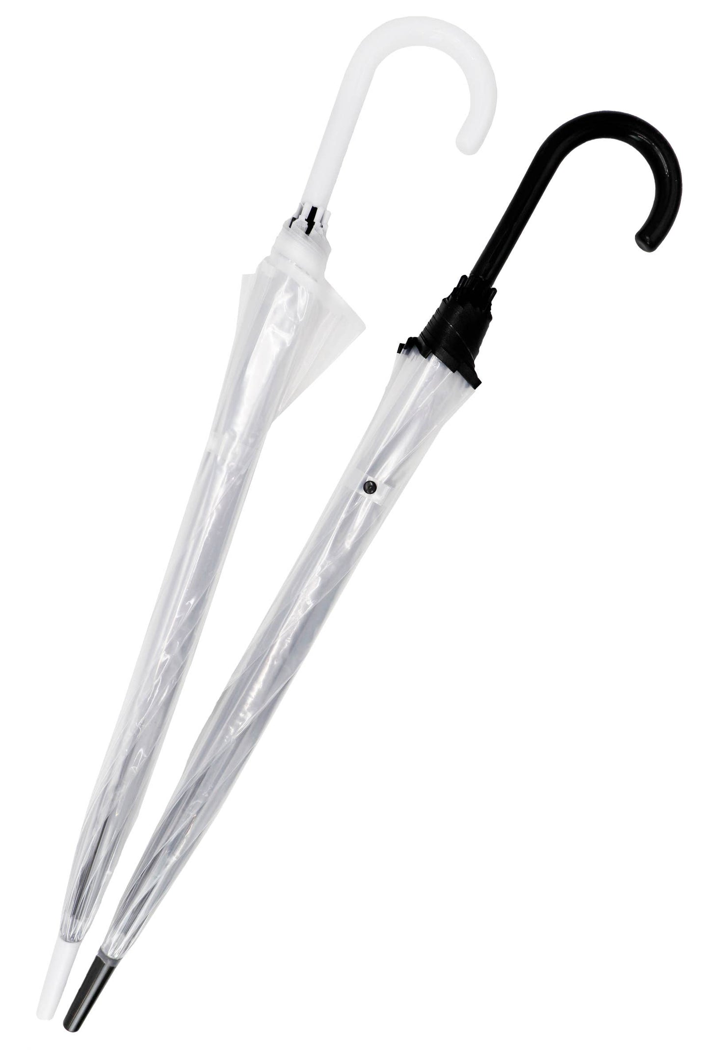 White & Black Handle Clear Dome Umbrella