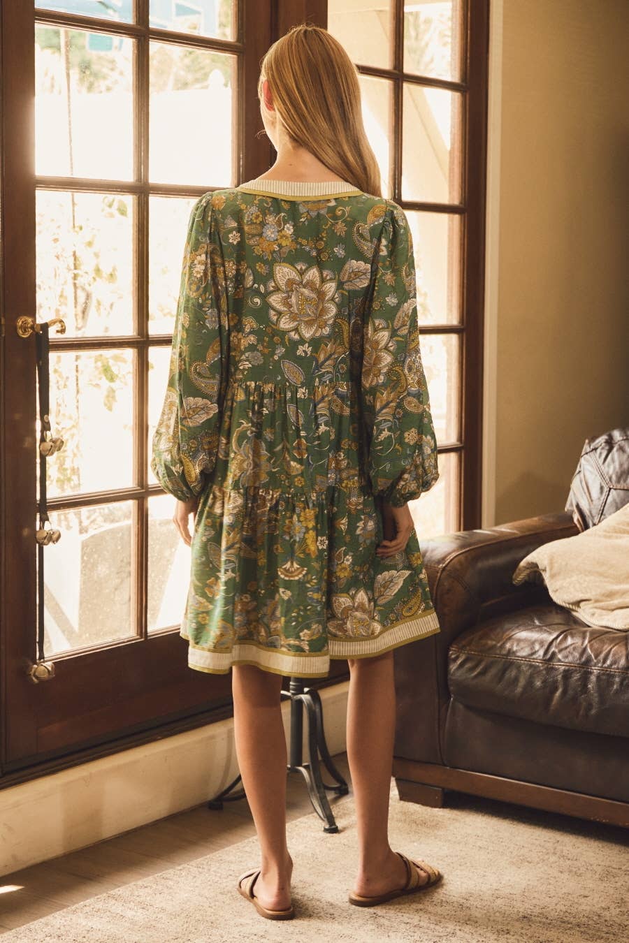 Green Paisley Printed Dress
