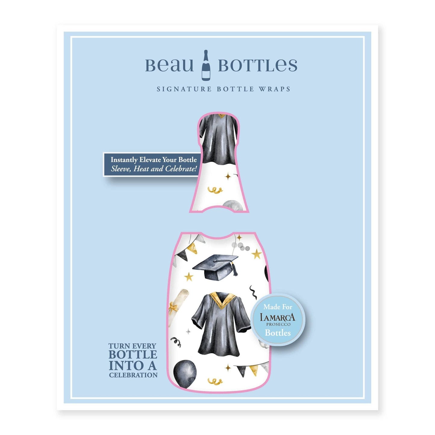 Beau Bottles Black and Gold Graduation - Prosecco Collection