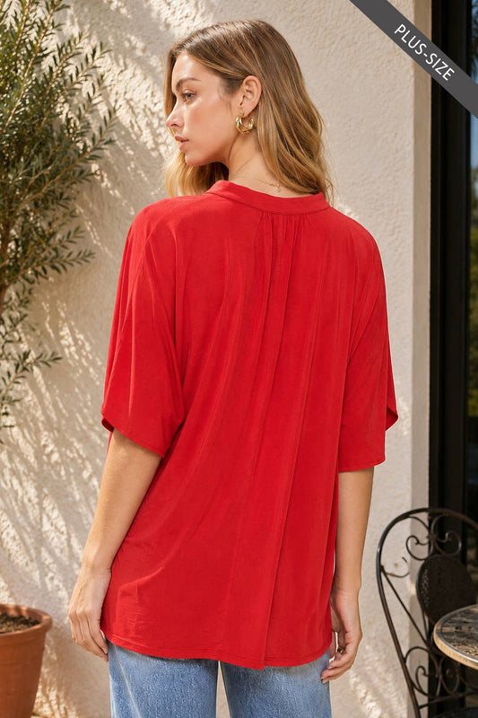 Red Wrinkle-Free Lizzy Breeze Blouse