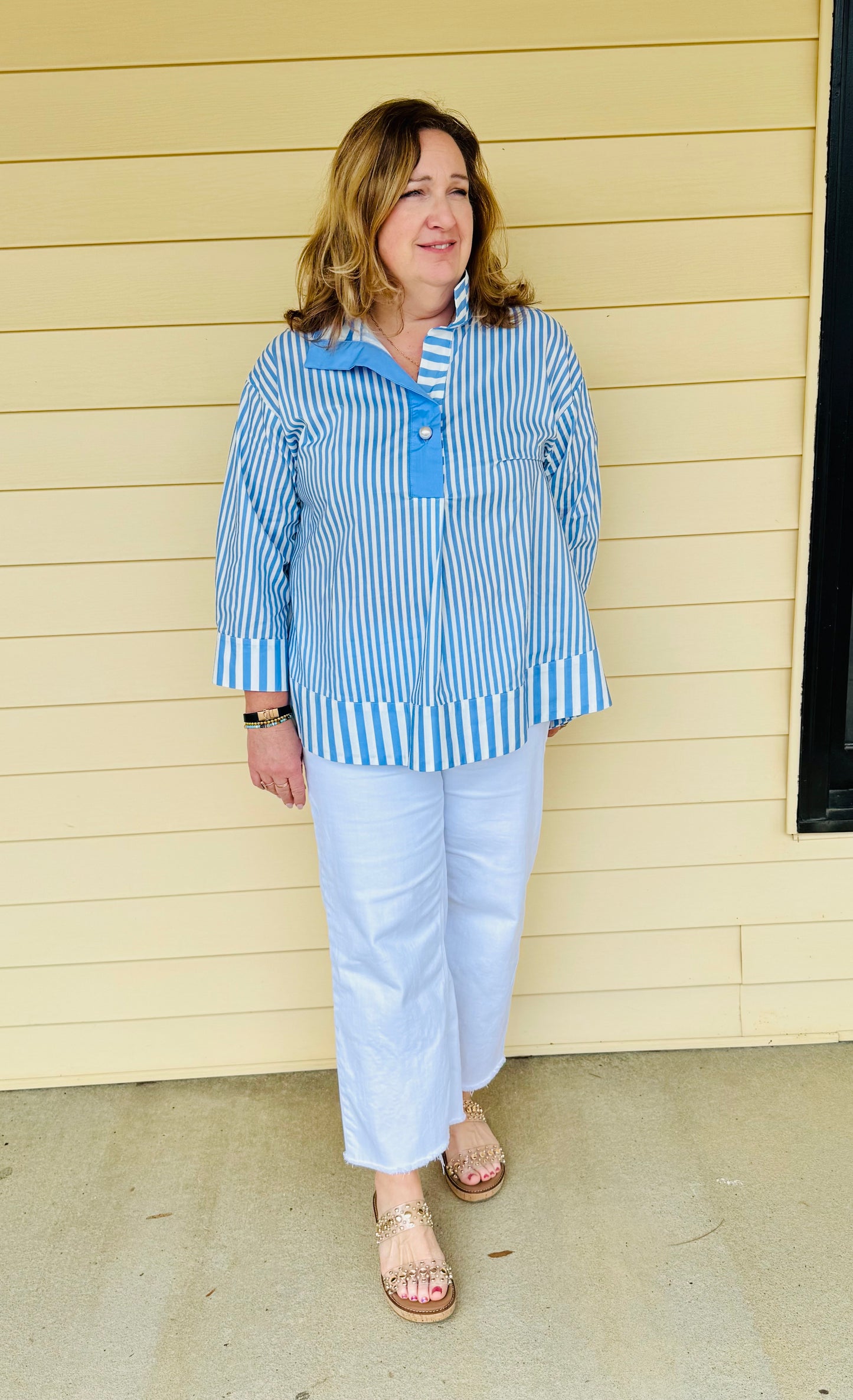 Blue Pearl Striped Top