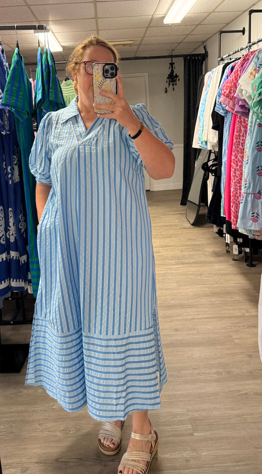 Charming Blue Stripe Midi