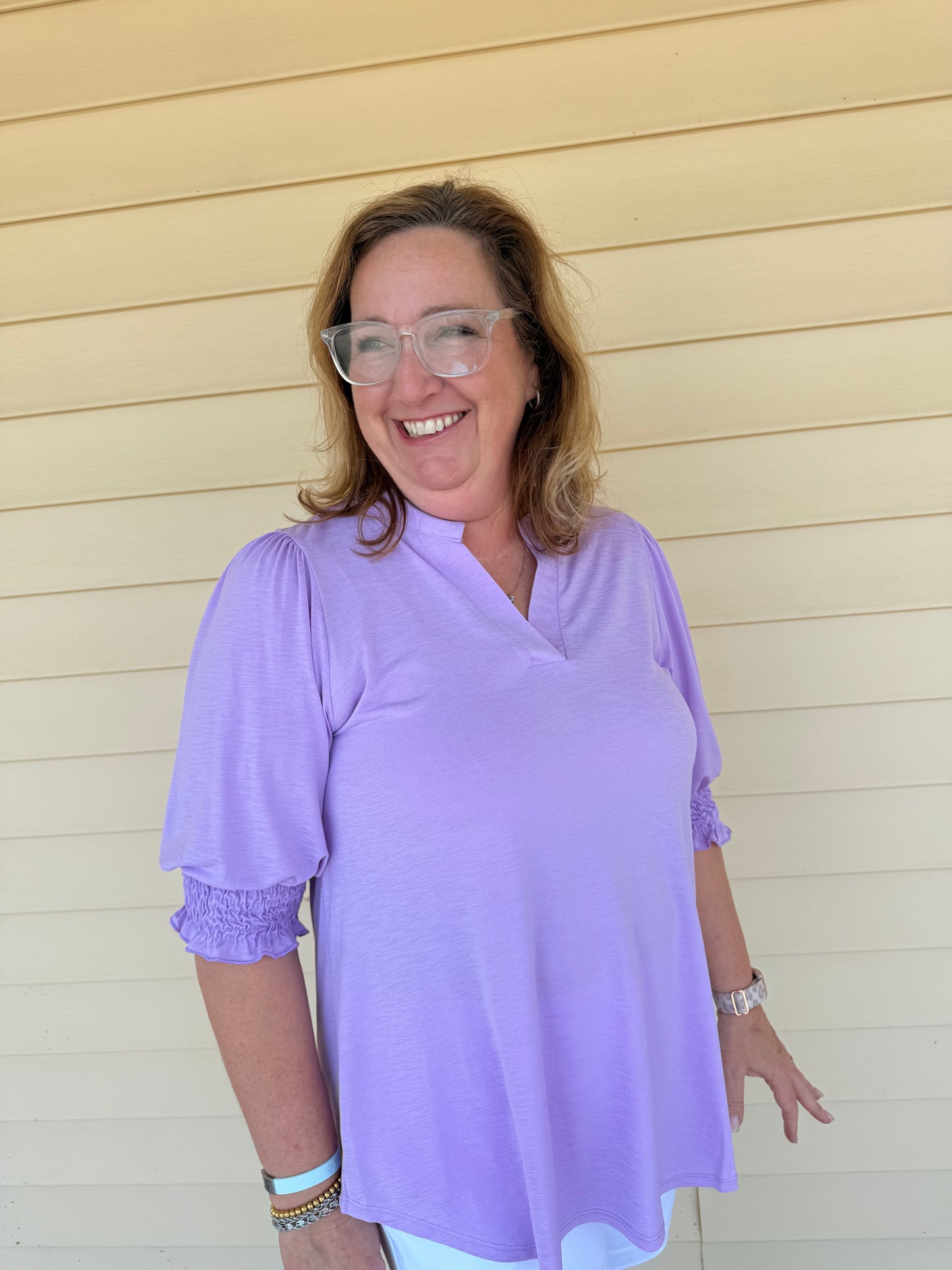 Orchard Smocked 3/4 Sleeve Lizzy Top