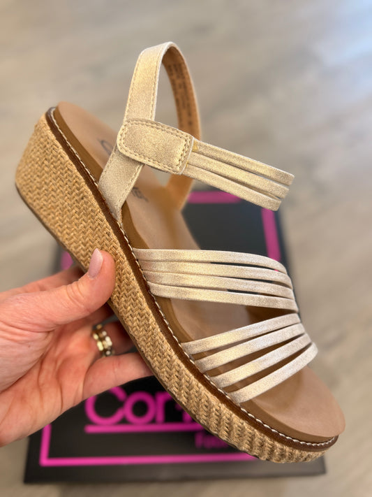 What about Now Strappy Gold Sandle