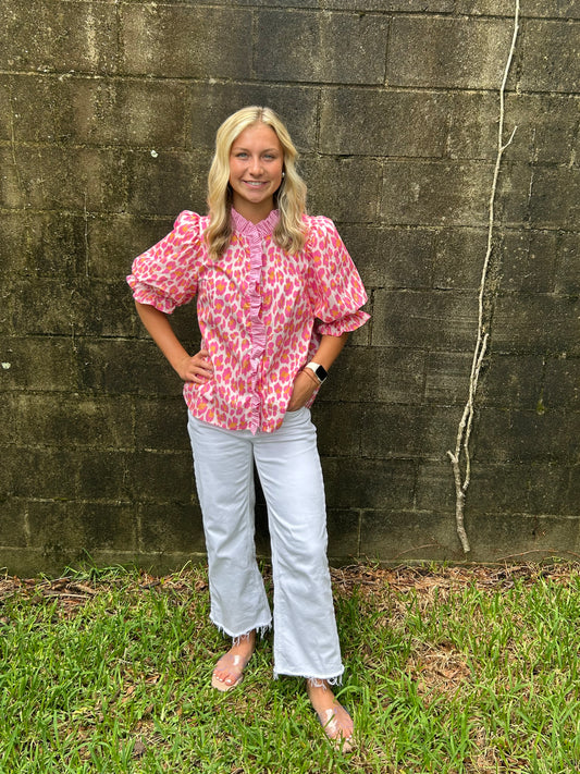 Pink Leopard Top