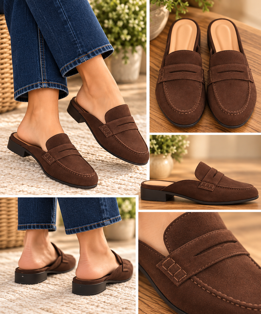 Brown Loafer Mule