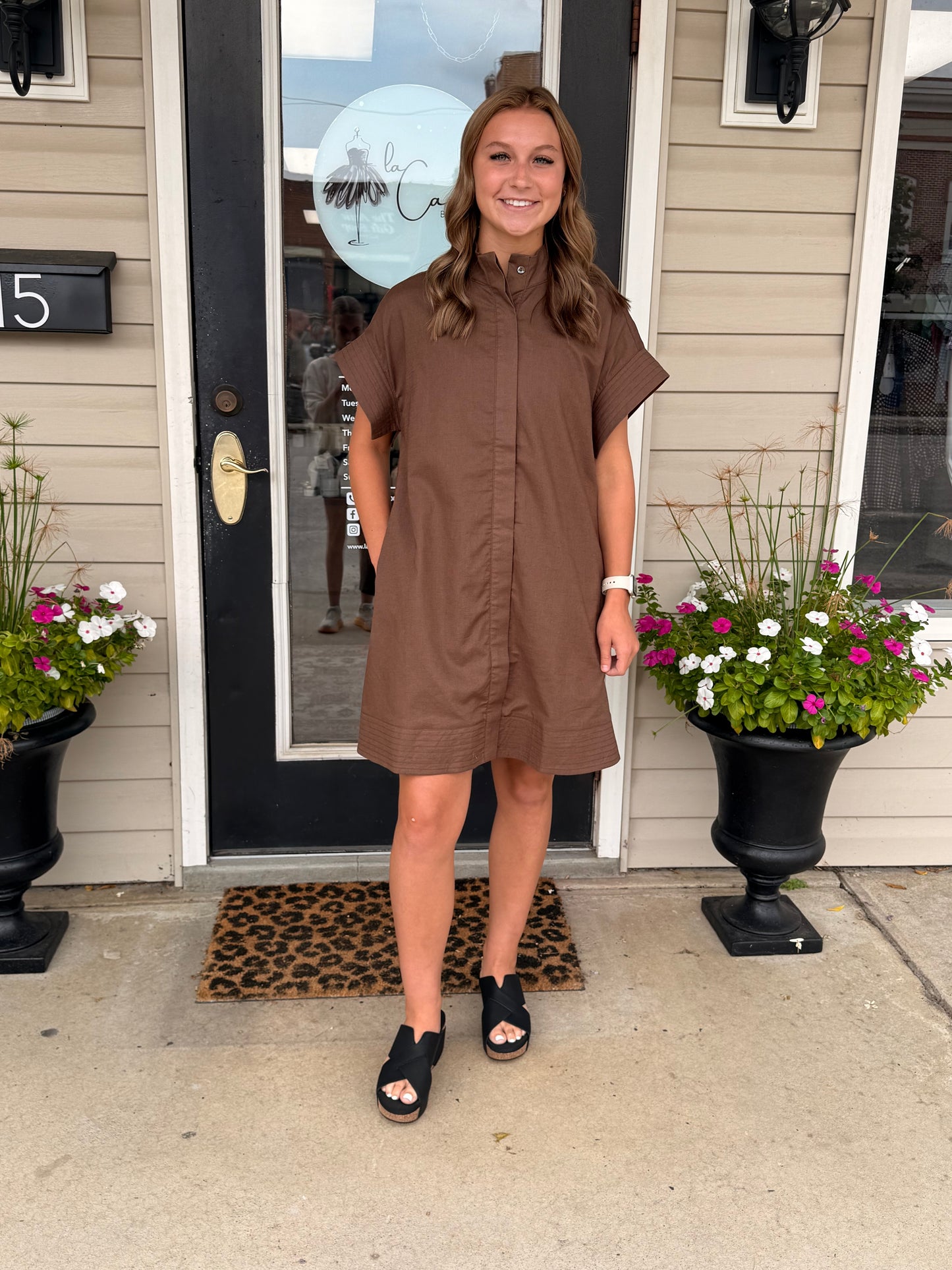 Smooth Brown Mini Dress