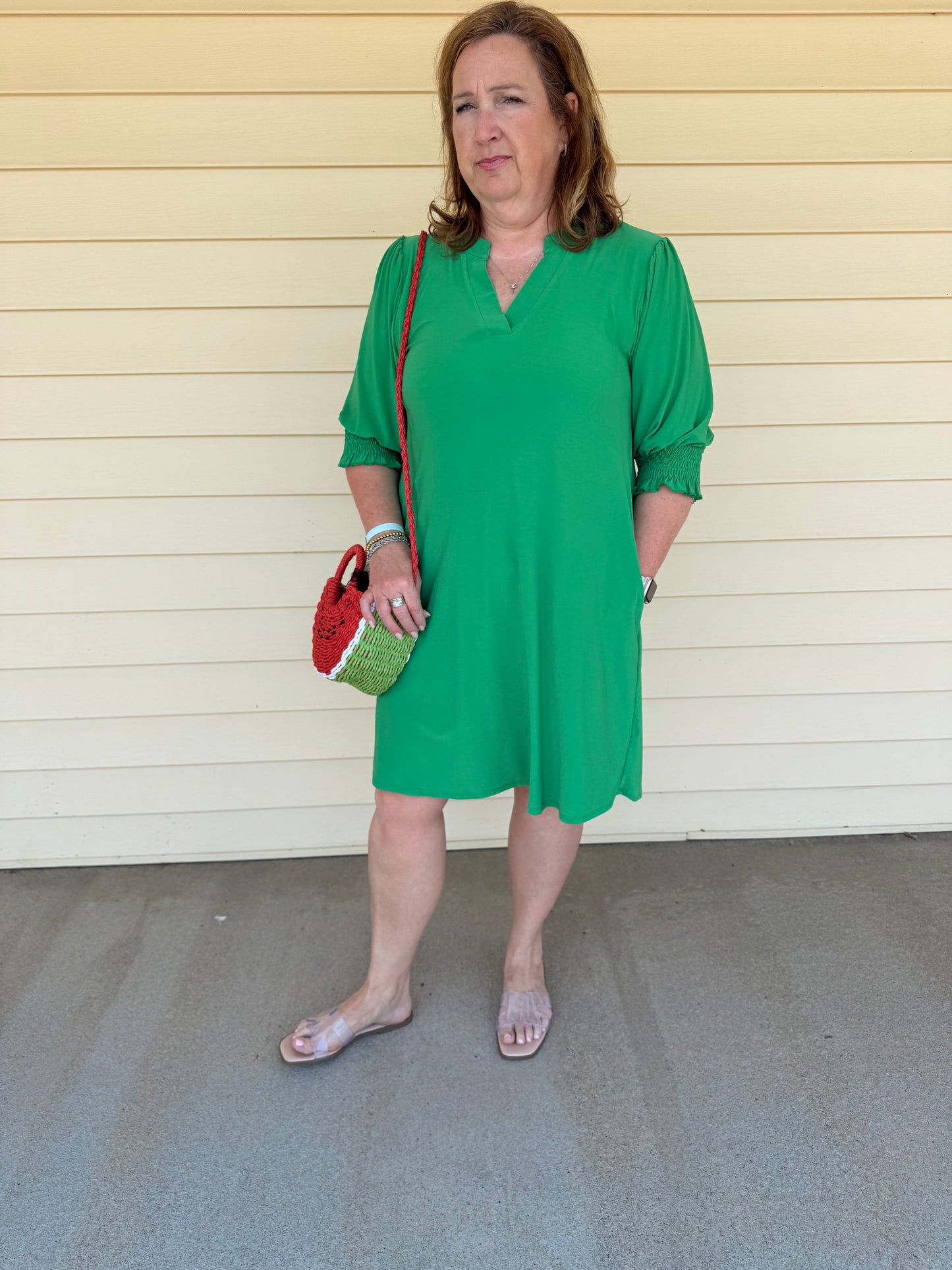 Kelly Green Lizzy Collar Shirt Dress