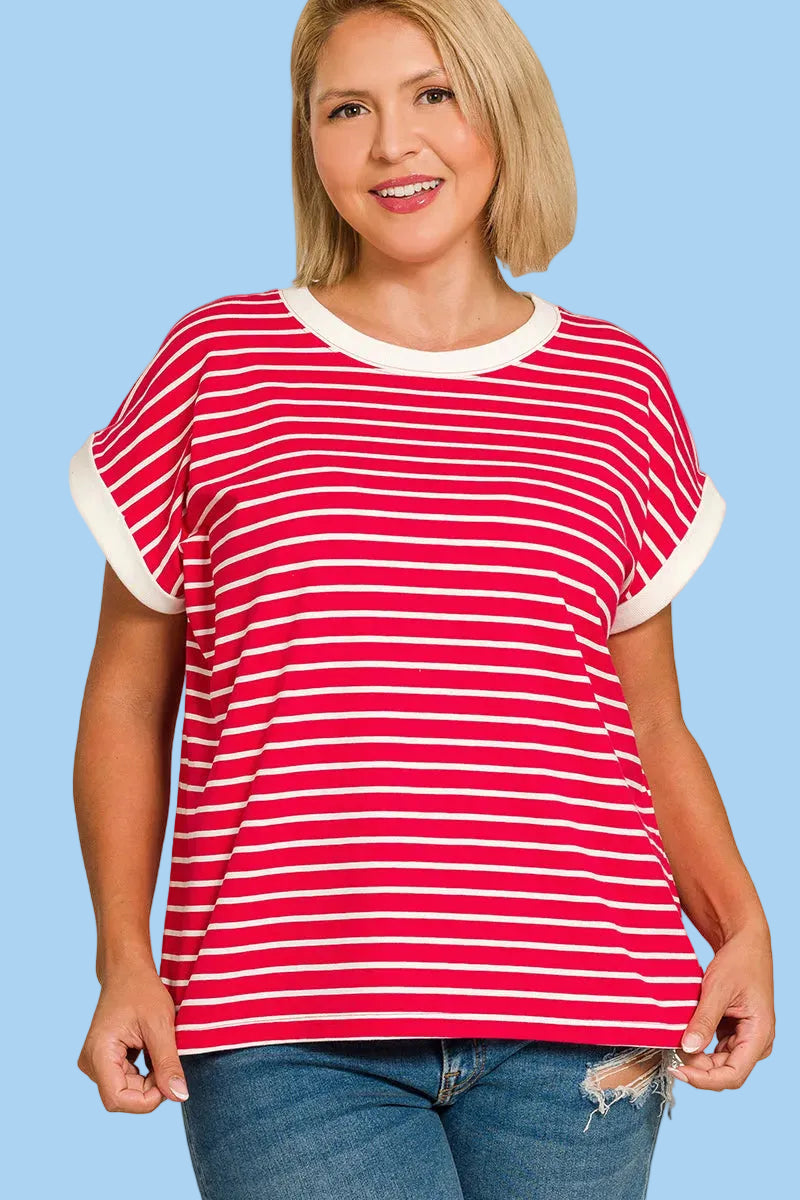 Ruby Red Striped Top