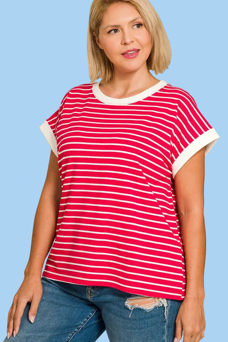 Ruby Red Striped Top