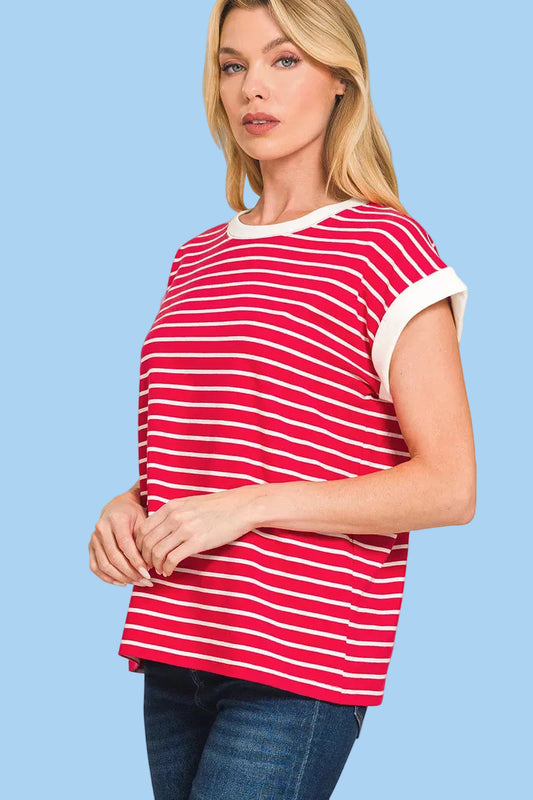 Ruby Red Striped Top