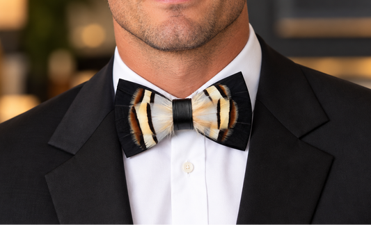 Handmade Wild Brown Feather Bow Tie