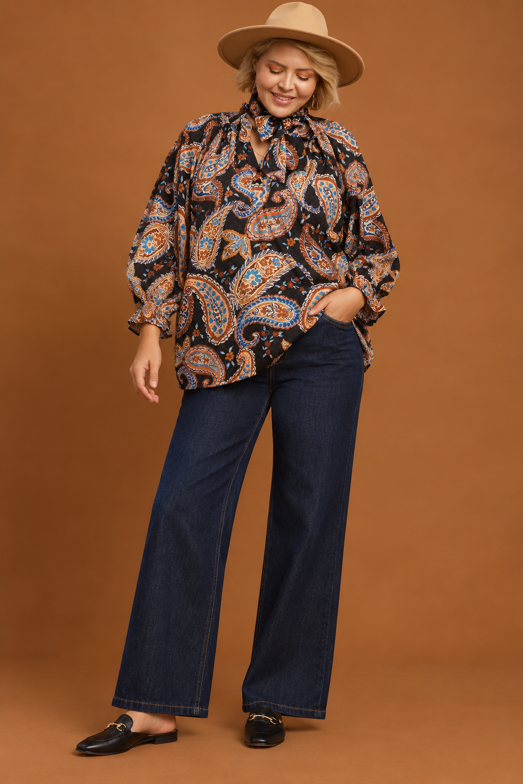Black Paisley Tops