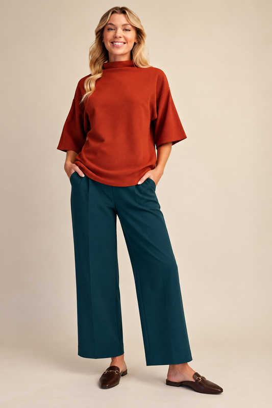 Spiced Mock Turtleneck Pullover Top