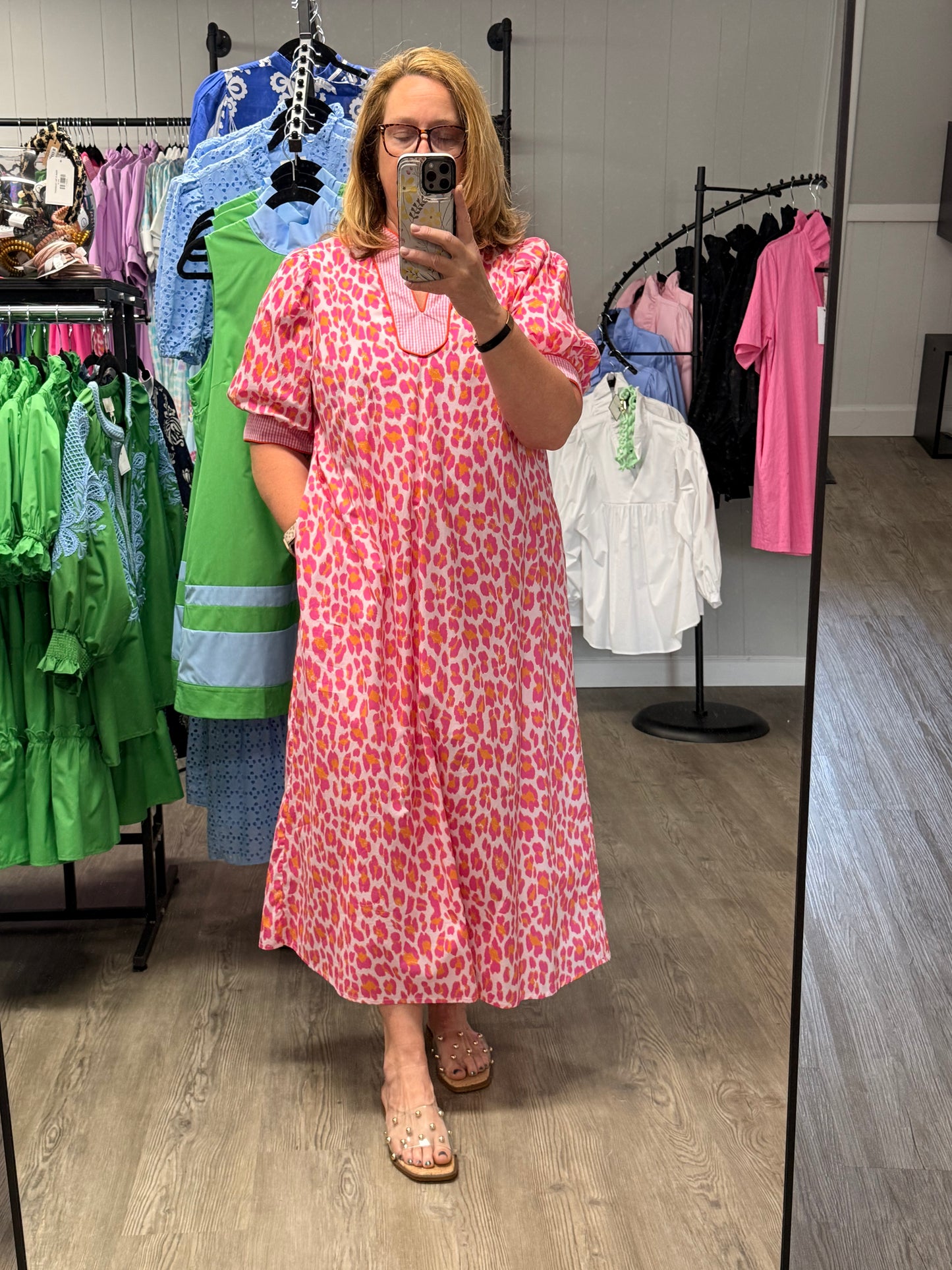 Passionately Pink Leopard Midi Dress