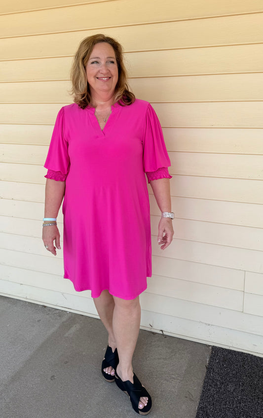 Runaway Pink Lizzy Collar Shirt Dress