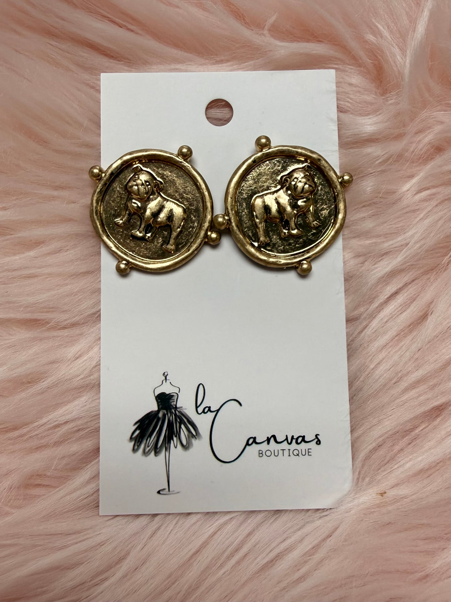 Standing Bulldog Coin Earrings