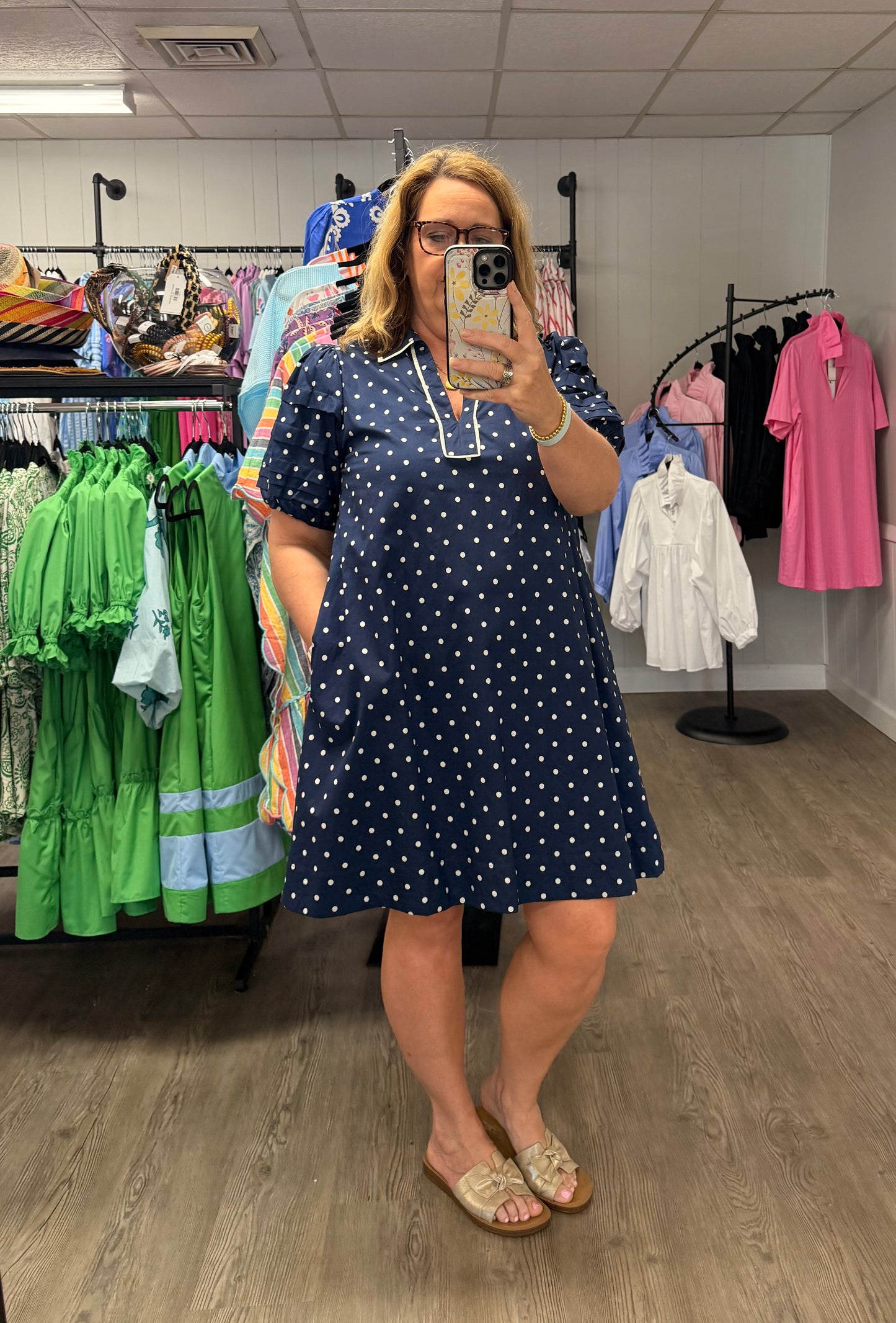 Indigo Polka Dot Dress