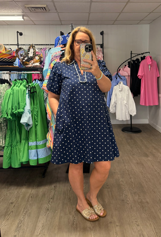 Indigo Polka Dot Dress