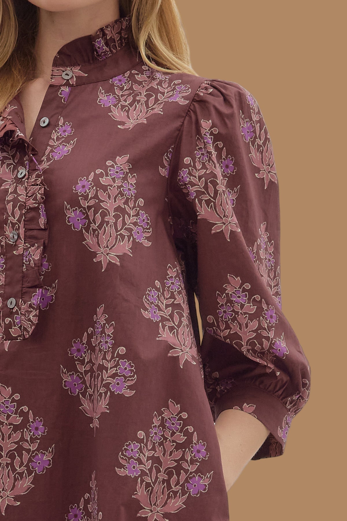 Burgundy Botanical Midi Dress
