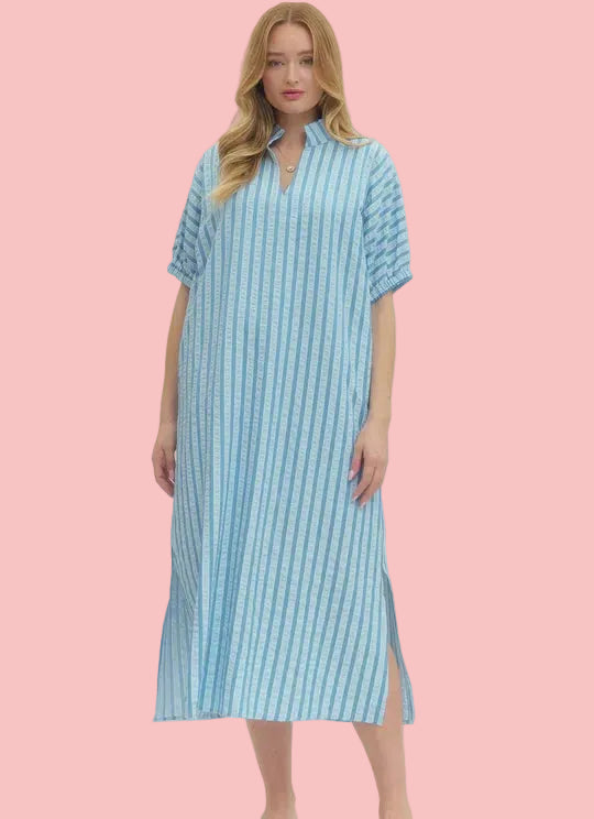 Blue Skies Striped Midi Dress