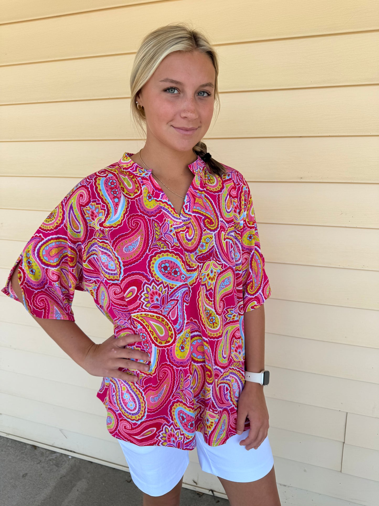 Hot Pink Breeze Sleeve Lizzy Blouse