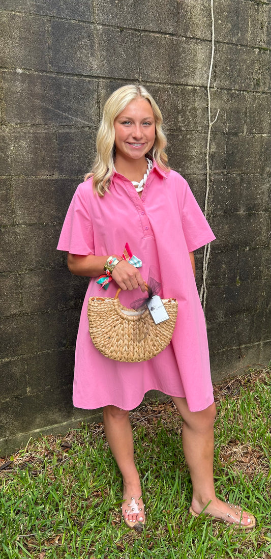 Azalea Pink Poplin Dress