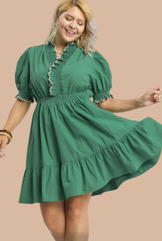 Vintage Fern Scalloped Dress
