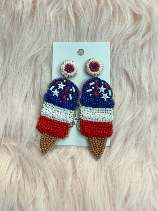 Patriotic Ice Cream Cone Earrings